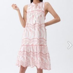 Pink and white floral embroidered dress